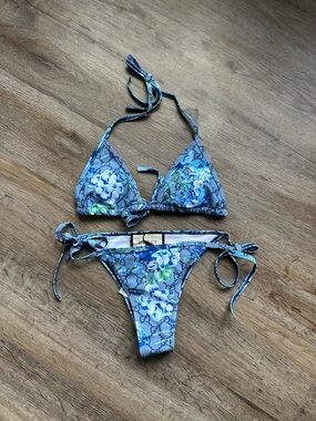 Gucci Blue Floral GG Bikini Set
